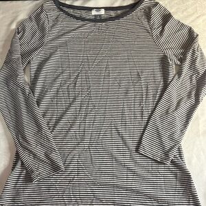 Old navy woman’s large Striped Long Sleeve Top - charcoal and White